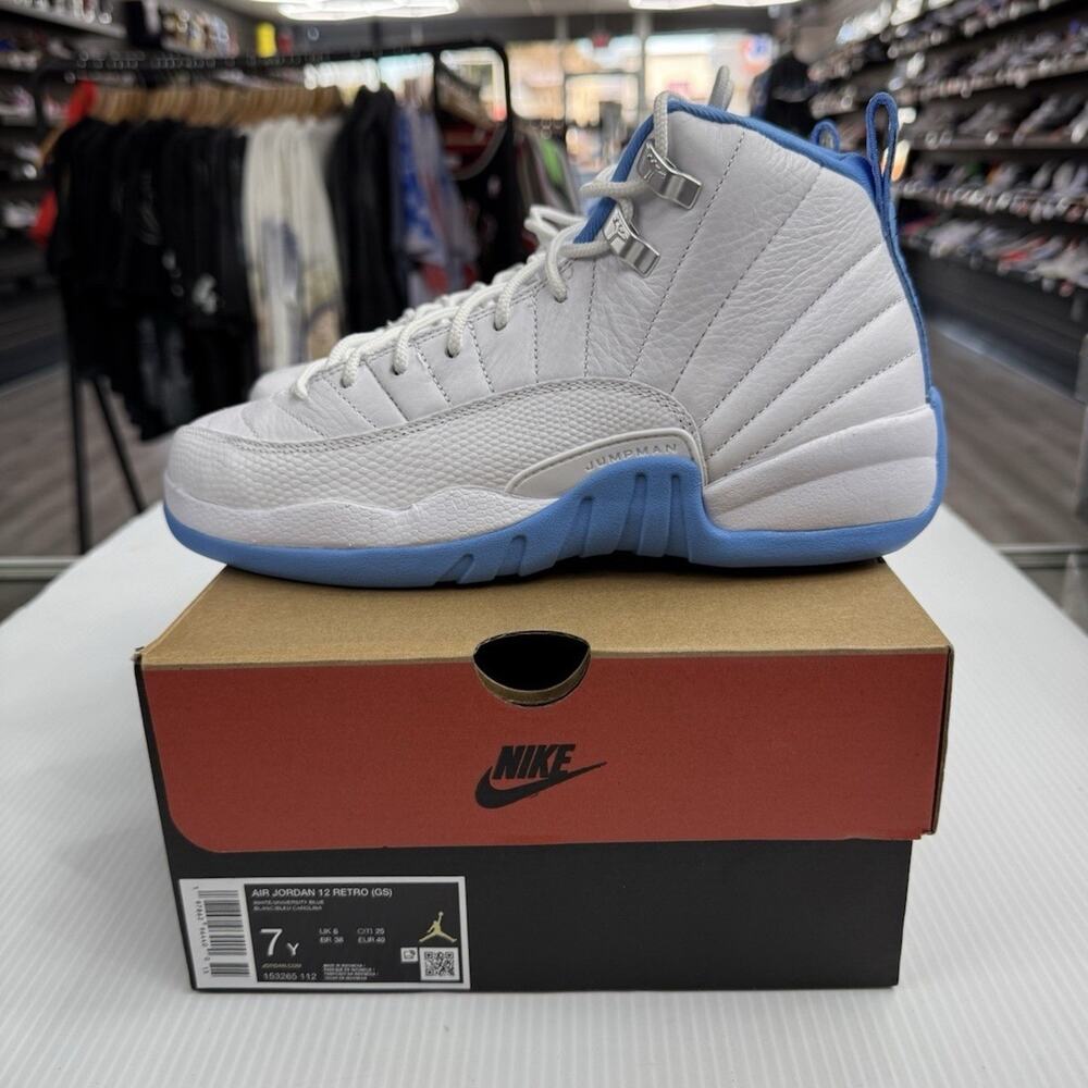 Size 7Y - Air Jordan 12 Retro GS Melo White University Blue 153265-112